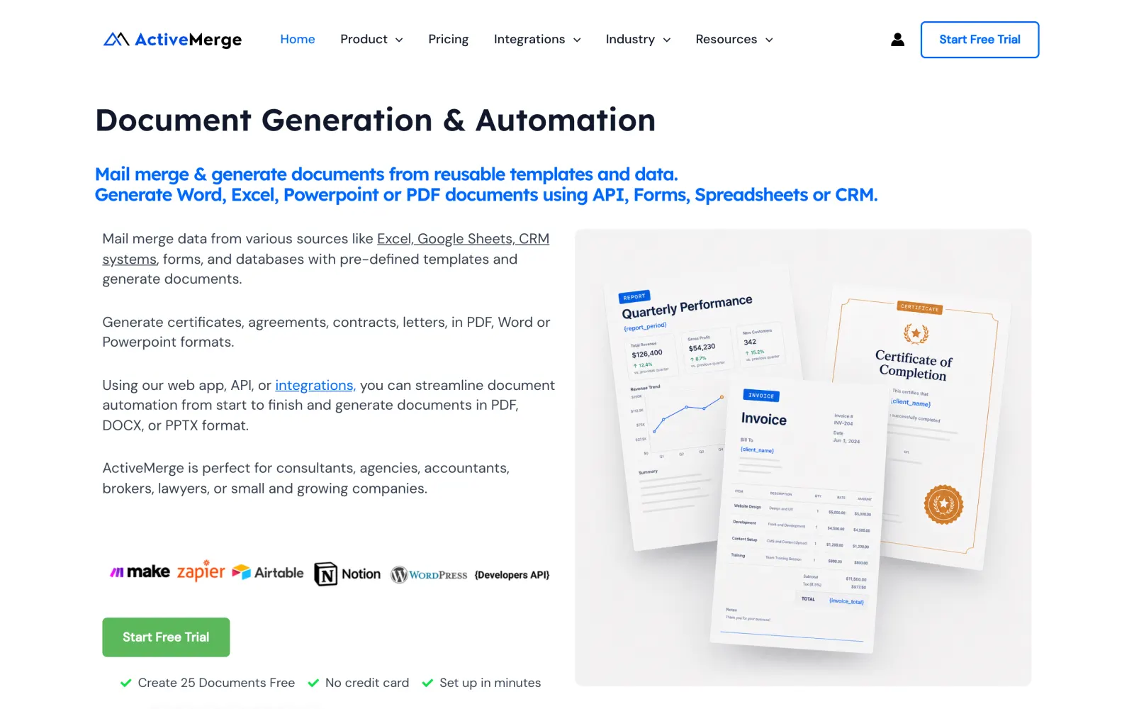 The ActiveMerge homepage