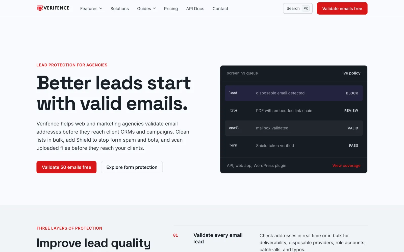 The Verifence homepage